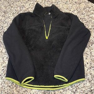 Zella Womens Fleece Pullover Size Medium Black/Neon Green Trim